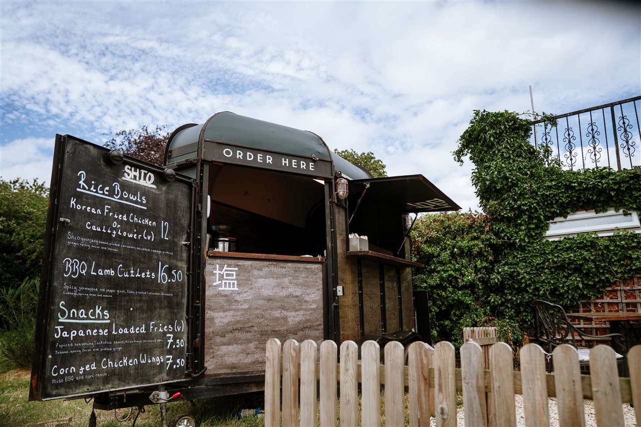 The SHIO street food kitchen on The Reindeer terrace, Hoveringham